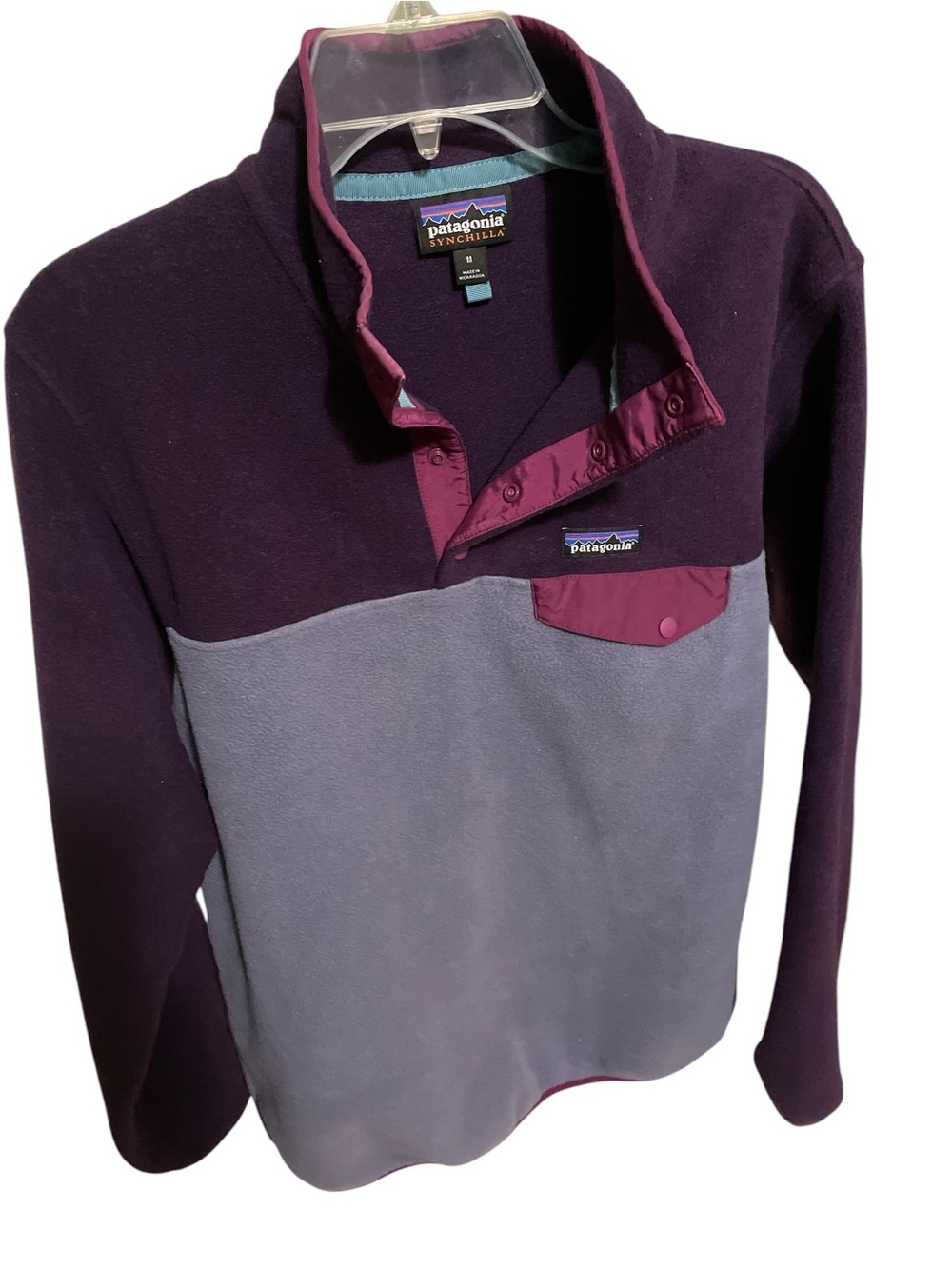 SOLD: Patagonia Synchilla Snap-T Fleece Pullover Purple Blue Colorblock Women's - Picture 3 of 5